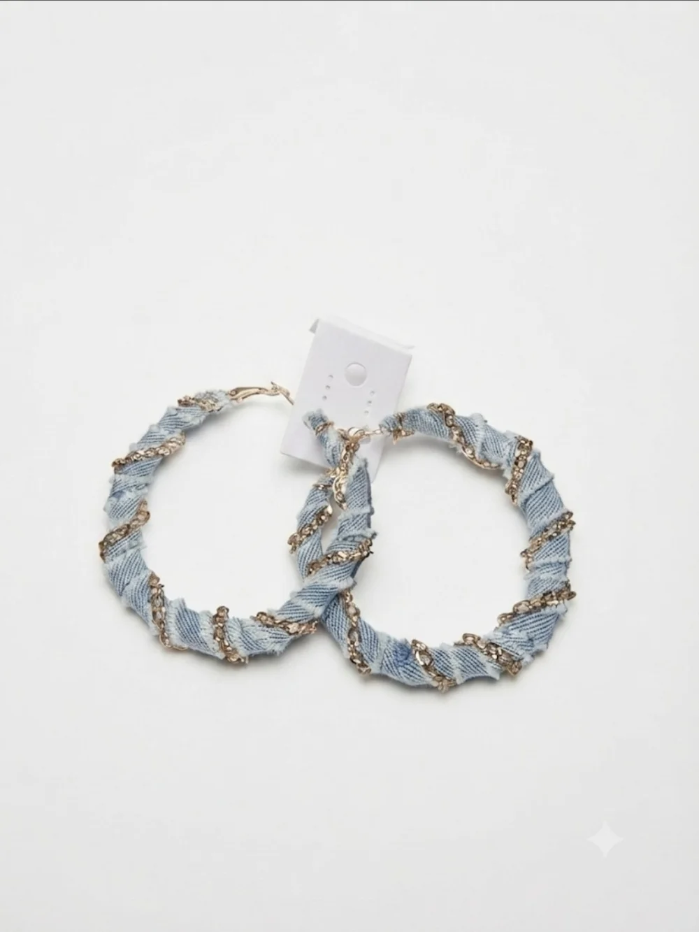 Light Blue Denim & Gold-Tone Twisted Hoop Earrings